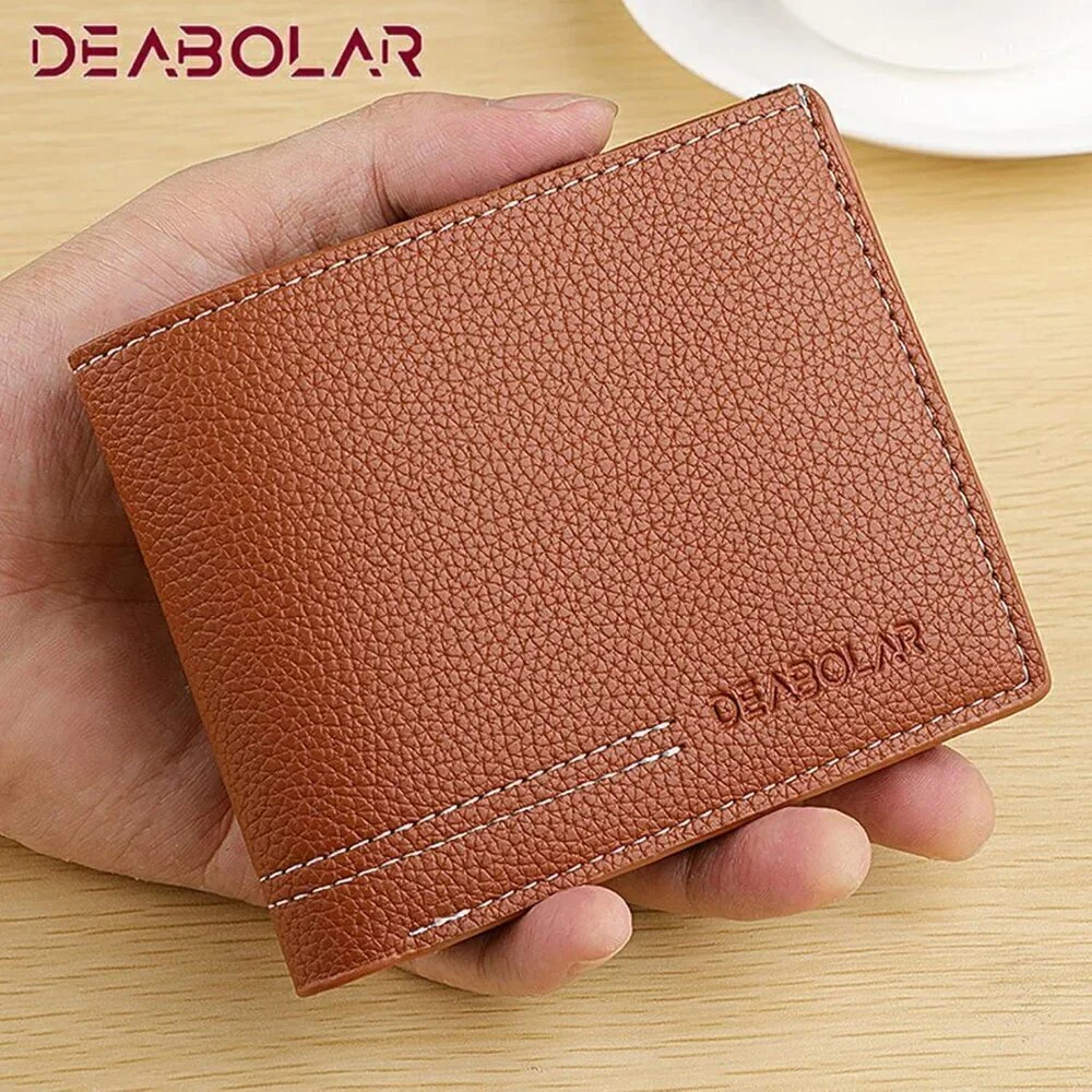 🆕Men Brown PU Material 4 Credit Card Holder ,Money Pocket Clear Window Suitable